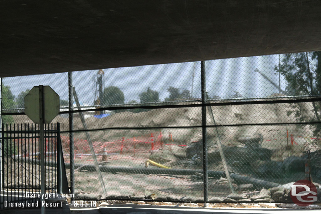 From the tram looking at what used to be the roadway to the backstage gate.