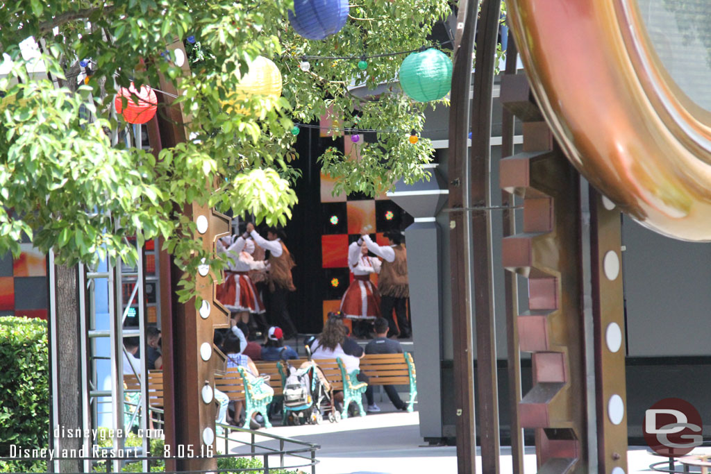 A German/polka dance group was performing on the stage.  We were heading into the Petes Dragon preview so missed them.