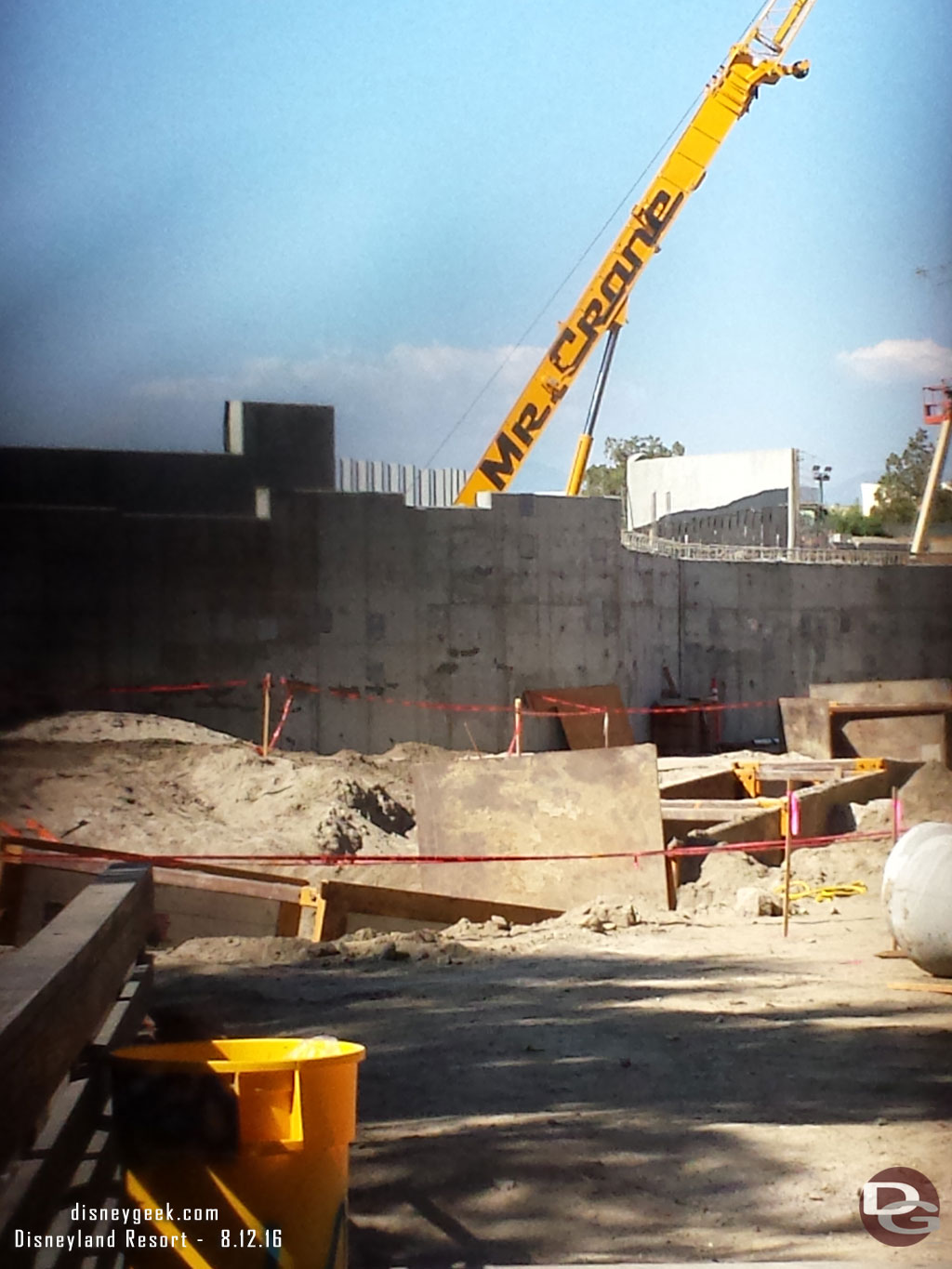 Temporary shoring as they connect the pipes.
