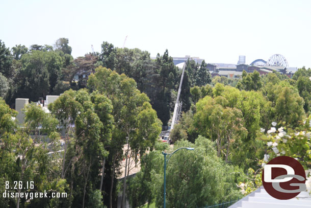 A crane further down toward Critter Country. Assuming it is being used to place pipes.