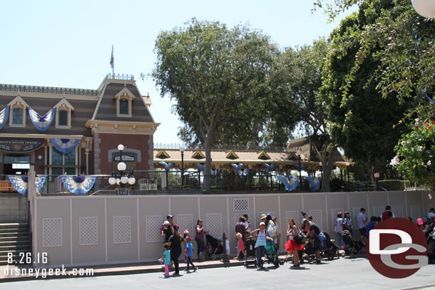 The west (right as you look from Town Square) half of the street is walled off as they do some renovation work.