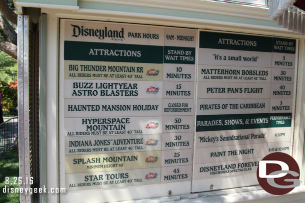 Wait times at 1:39pm are mild.