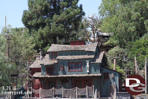 The scaffolding is down from around the tree house on the hill.