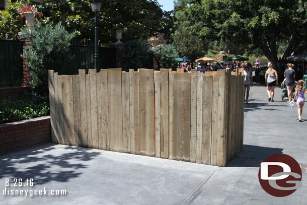 Interesting one section of sidewalk was walled off.  Maybe working on the bricks?  Or something for an extended queue.