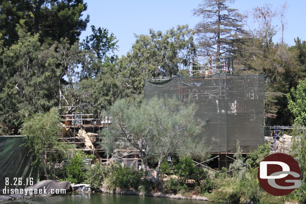 Scaffolding still up around the play area on the island.