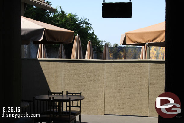 Speaking of walls a short one has been erected to block off the far patio of the upper level of the Hungry Bear.