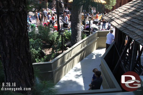 Looking down at a portion of the walkway.  Here you can see how to comes off of the side near the Pooh entrance.