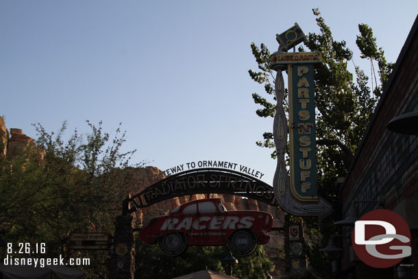 Radiator Springs Racers recently reopened.  Wait time was posted at 120 minutes to allow them to clear the FastPass return line, which stretched all the way to the entrance.  