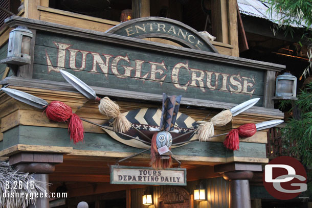 Decided to continue the nautical theme this visit was taking on and go for a Jungle Cruise.  (Plus it was only a two boat wait).