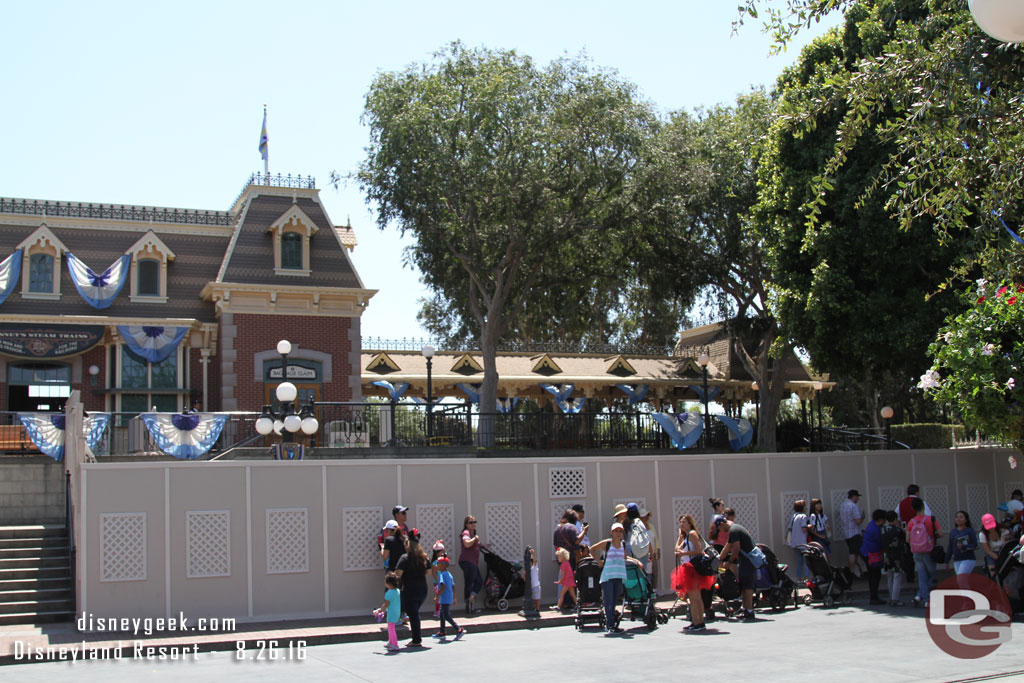 The west (right as you look from Town Square) half of the street is walled off as they do some renovation work.