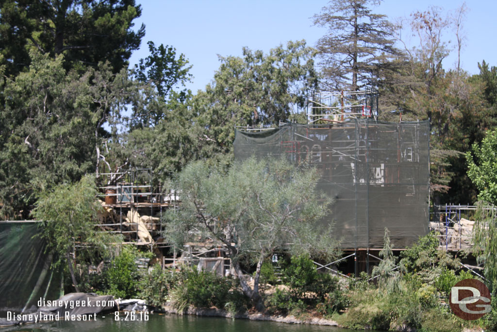 Scaffolding still up around the play area on the island.