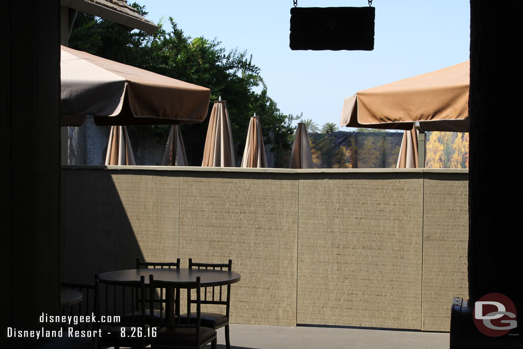 Speaking of walls a short one has been erected to block off the far patio of the upper level of the Hungry Bear.