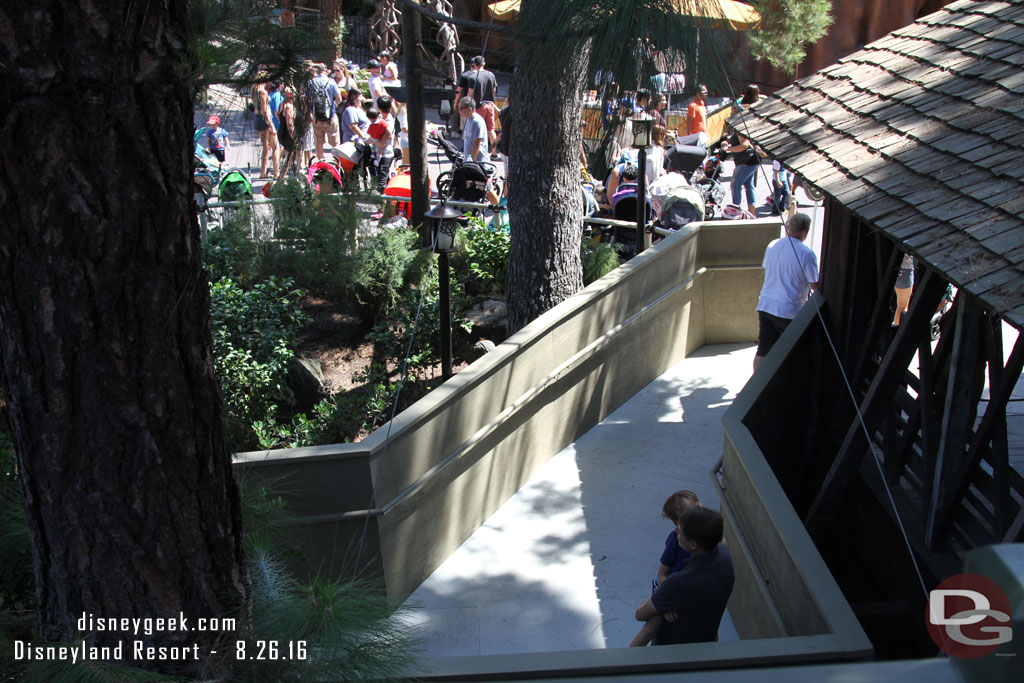 Looking down at a portion of the walkway.  Here you can see how to comes off of the side near the Pooh entrance.