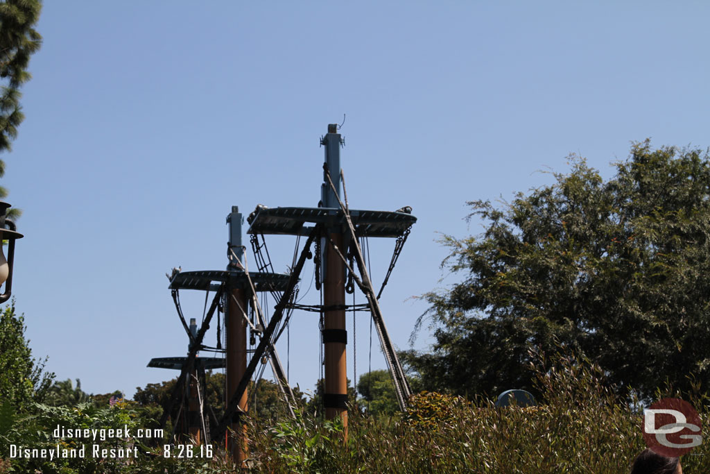 The Columbia masts look awkward sticking over the trees.