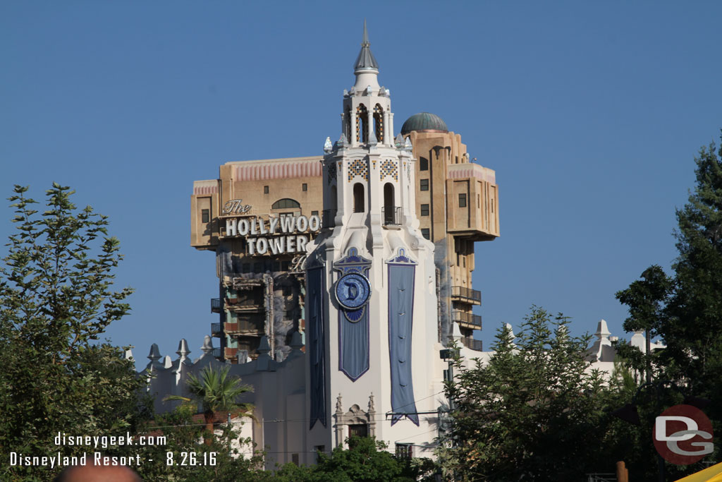 Soon the faded blue will be gone.  Not sure how this view is going to look with the Guardians of the Galaxy overlay on the Tower.  