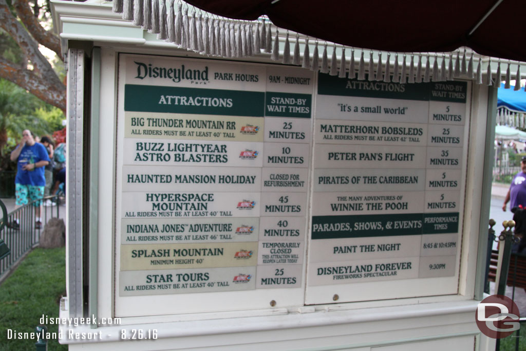 Wait times at 7:08pm