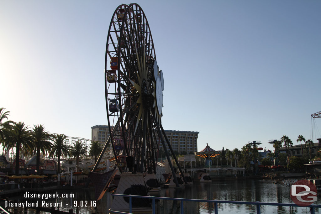 Set up was underway for World of Color as the sun was setting.