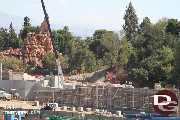 As we pan further right there are forms for a wall that stretches most the way toward Critter Country along the Rivers of America.