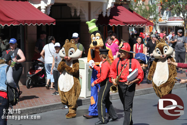 Chip, Dale, Goofy and the Firehouse Band on the move.