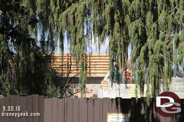 Moving over to Frontierland.  Here you can see under the bridge that will be the entrance.  That dump truck is on the far side of the site.  Looks like walls going up so will be interesting how much of the train you will be able to see or not see.