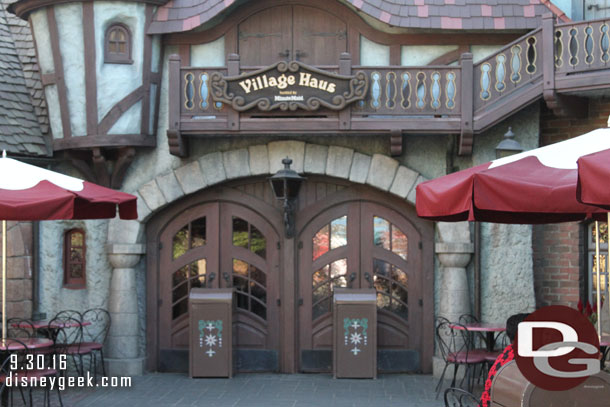 Hmm.. the Village Haus was closed already for Party Prep (it was 4:18pm only).