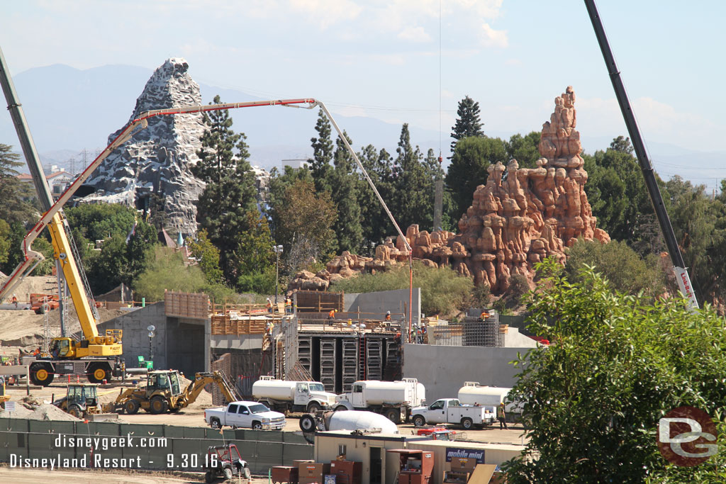 The backstage marina is taking shape in the center of the site.