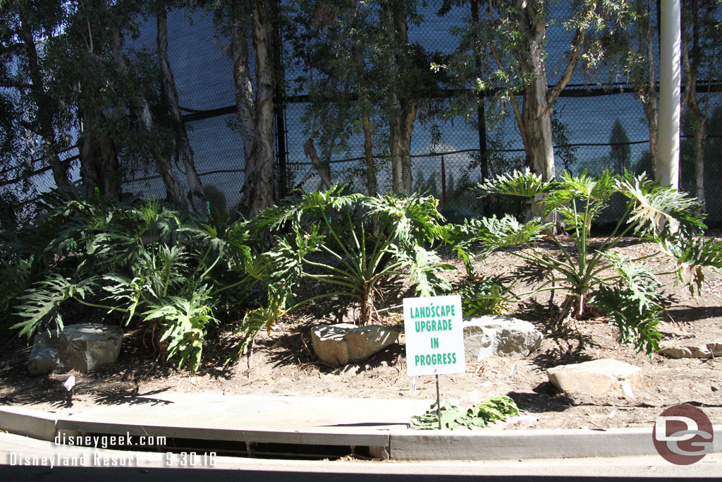 A sign letting you know they are working on the landscaping.