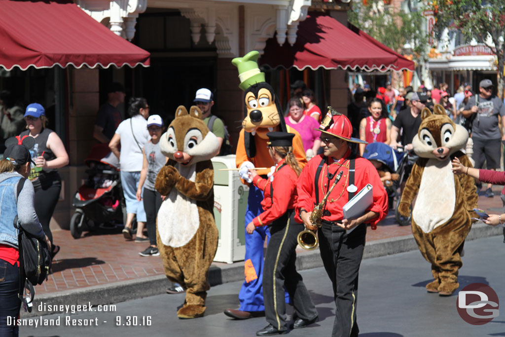 Chip, Dale, Goofy and the Firehouse Band on the move.