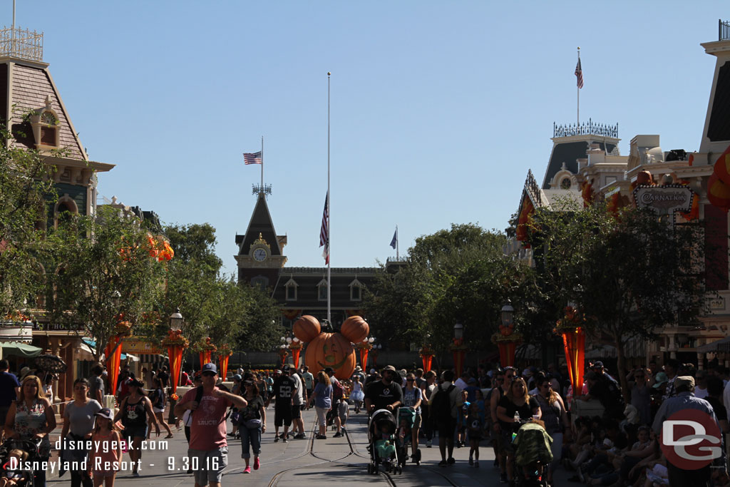 Main Street USA. Flags seem to be at half staff way too often now a days unfortunately.