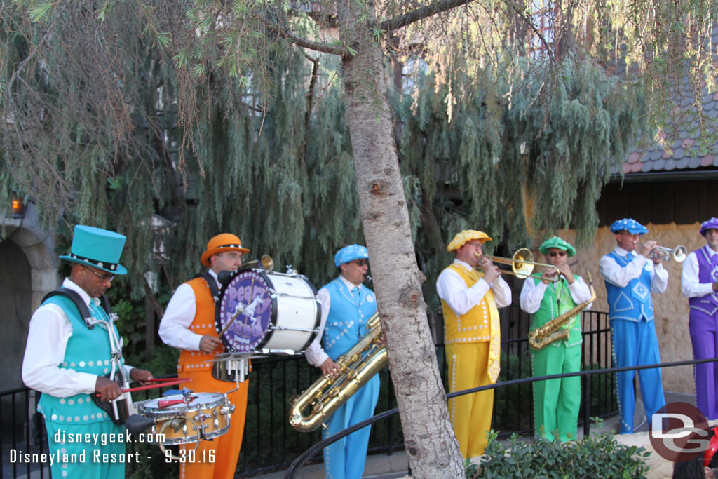 The Pearly Band found a spot in the shade to perform.