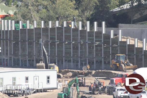 Here you can see them removing the dirt from behind this wall.