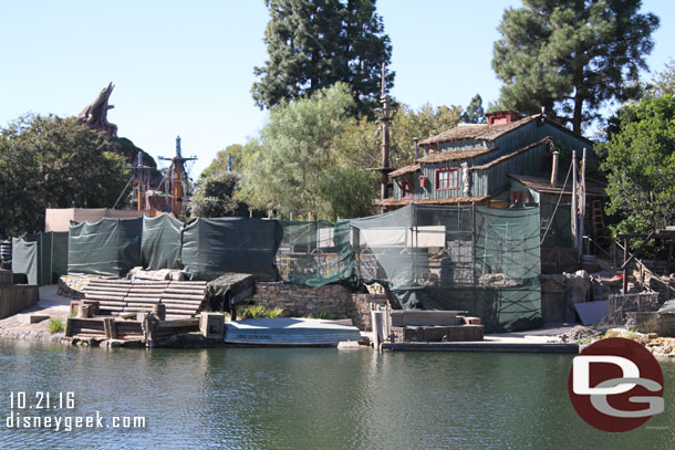 Work continues on the Fantasmic stage area.