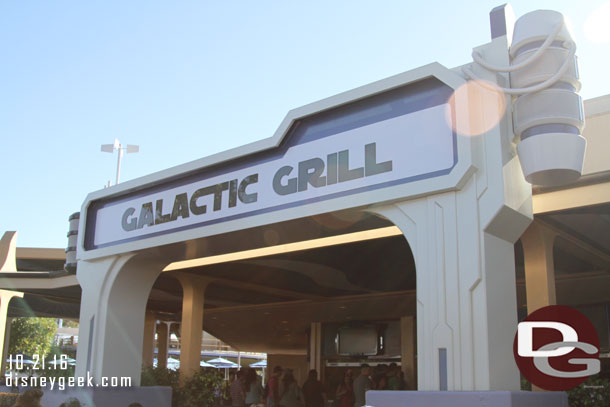 The Galactic Grill sign was still up.  Figured this would go away or revert to Tomorrowland Terrace.