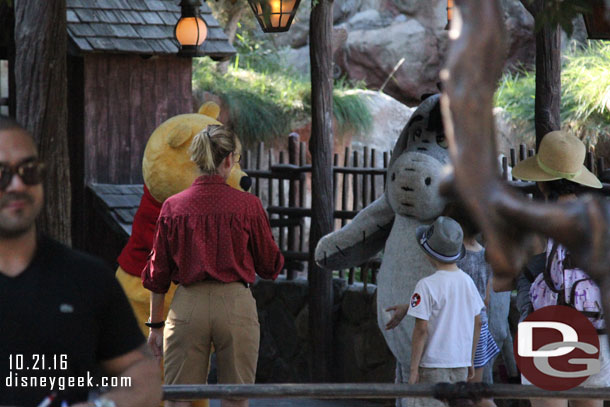 The Pooh gang was meeting in the former FastPass distribution spot near the Haunted Mansion exit.