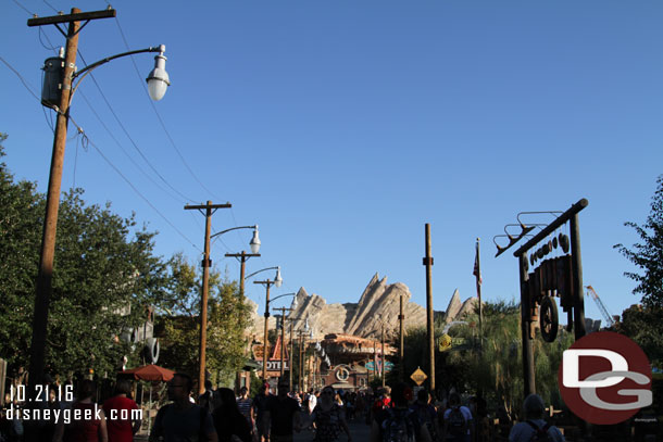 The poles on the right side of Route 66 have been installed for the Christmas decorations.