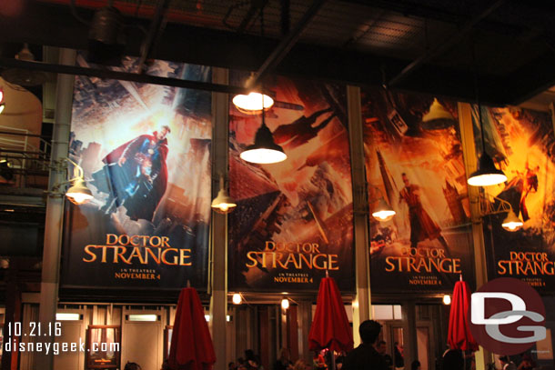 Banners for Doctor Strange above the Award Wieners seating area.