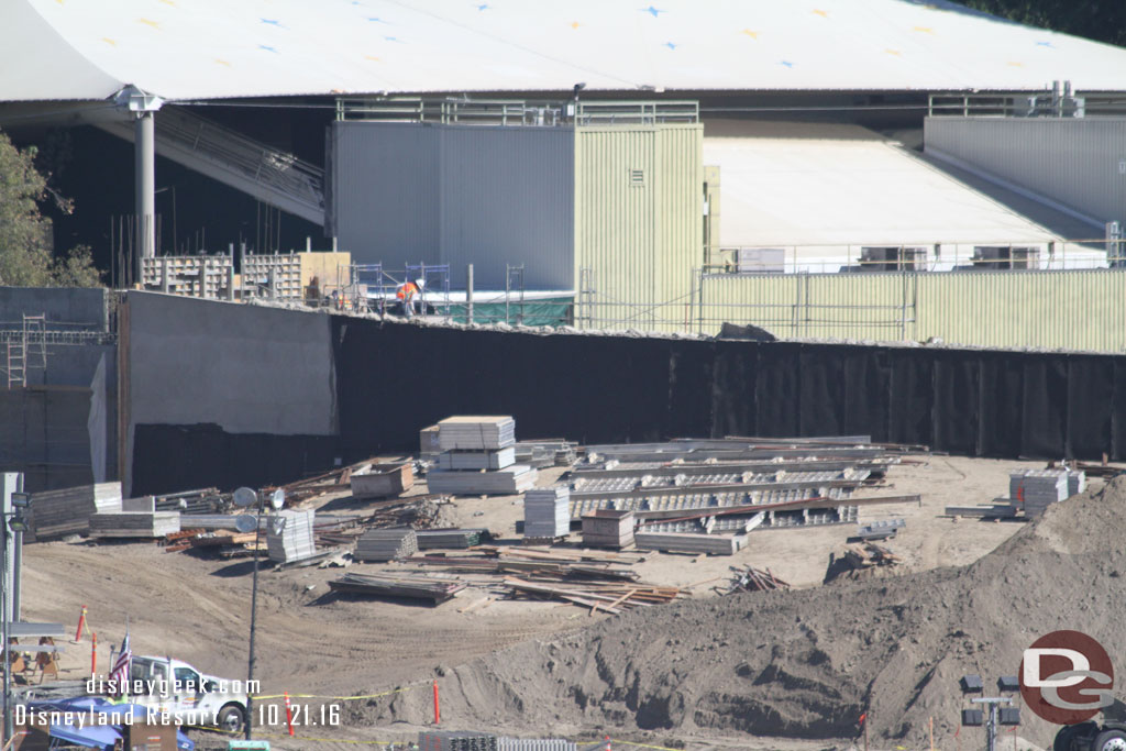 A staging area for the forms.  Looks like dirt will soon be brought in here to raise the level on the far wall to cover the black.