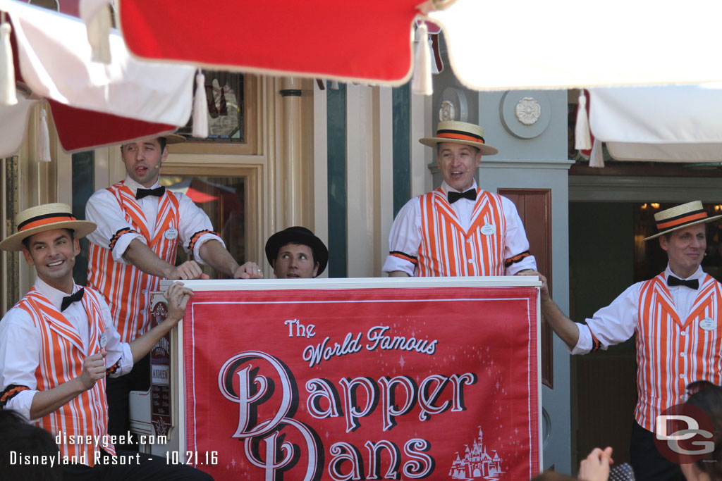 The Dapper Dans of Disneyland performing in their Halloween orange.