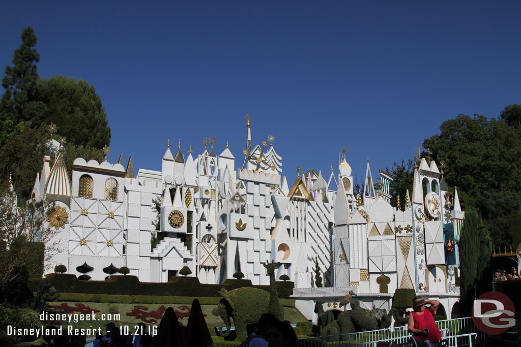 Lights continue to be installed on Small World in preparation for the Holidays.  The attraction closes Monday for the holiday installation.