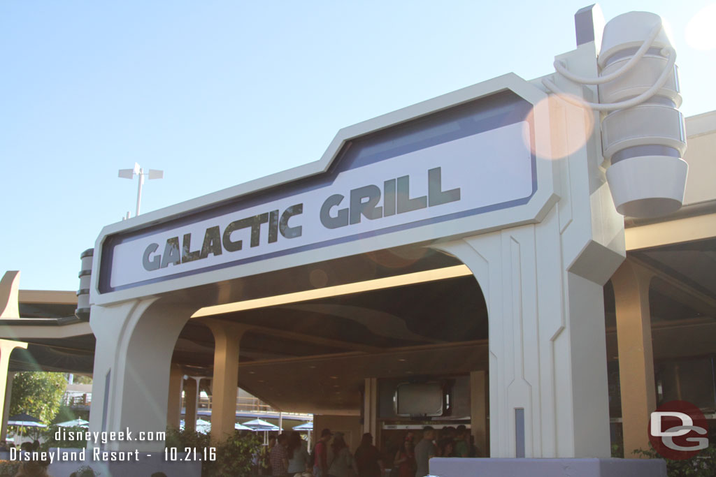 The Galactic Grill sign was still up.  Figured this would go away or revert to Tomorrowland Terrace.