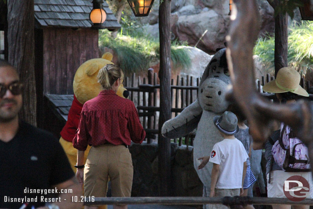 The Pooh gang was meeting in the former FastPass distribution spot near the Haunted Mansion exit.