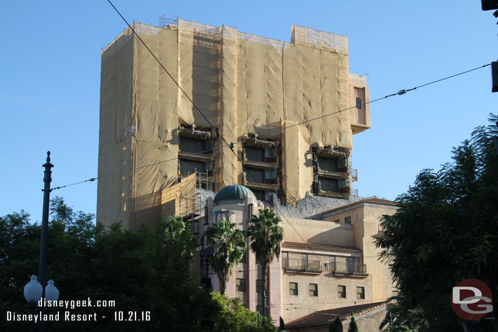 The Tower of Terror continues to be surrounded by scaffolding.  The attraction is operating at 2/3 capacity (one shaft is down for renovation work) as it limps towards a full closure in January.