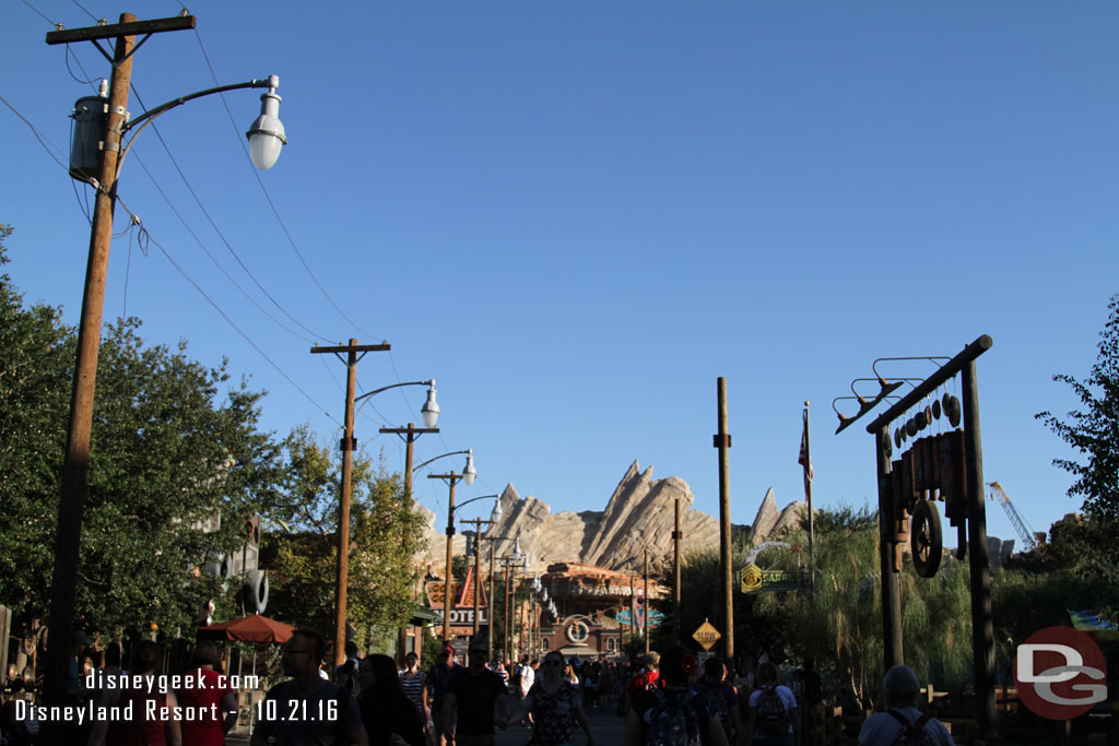 The poles on the right side of Route 66 have been installed for the Christmas decorations.