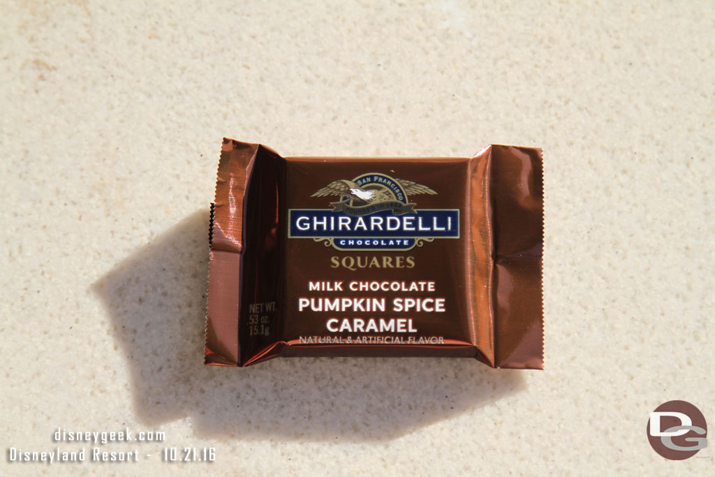 Ghirardelli is passing out Pumpkin Spice chocolate.