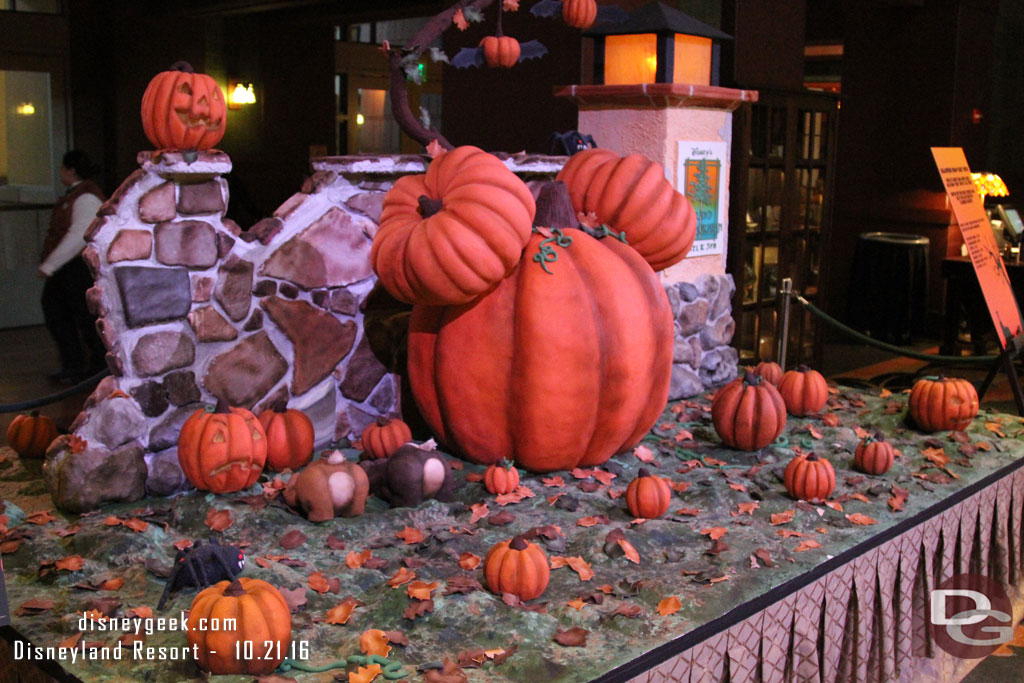 In the lobby of the Grand Californian is a Halloween display.