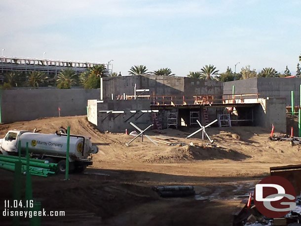 Steel for the rock work support structure are being installed.