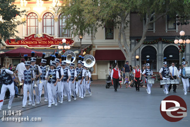 The Disneyland Band arriving for a performance.