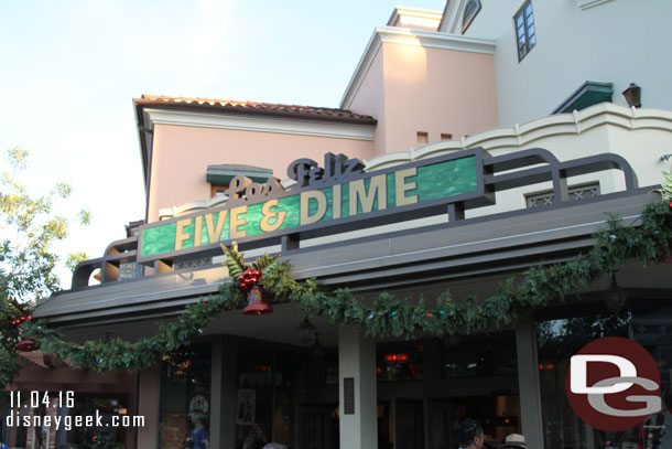 Next stop Disney California Adventure.  Buena Vista Street is decorated.