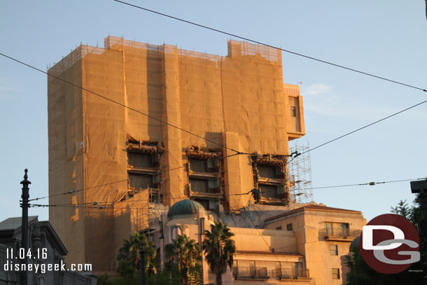 Scaffolding continues to go up on the Tower of Terror.