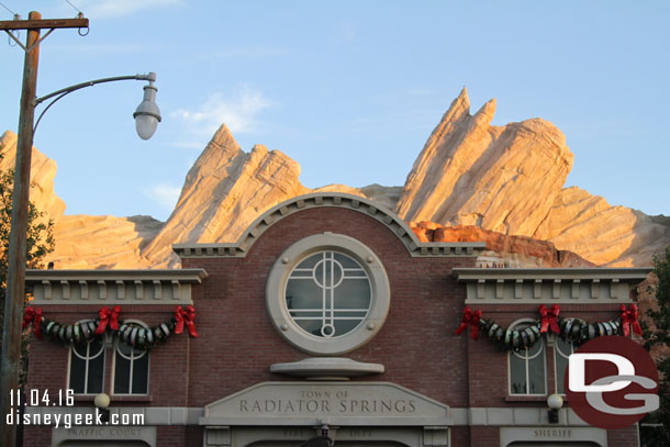 Next stop Radiator Springs.  Cars Land is partially decorated.